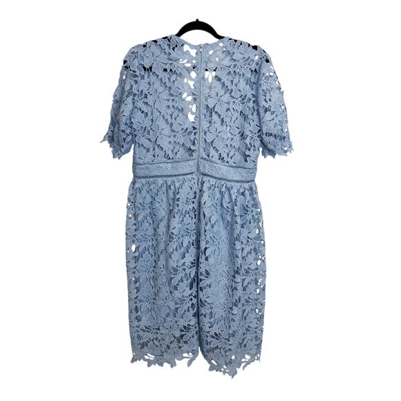 Bardot Ricko Lace Dress Womens US 12 Pastel Blue Midi Cocktail V Neck - Picture 3 of 6